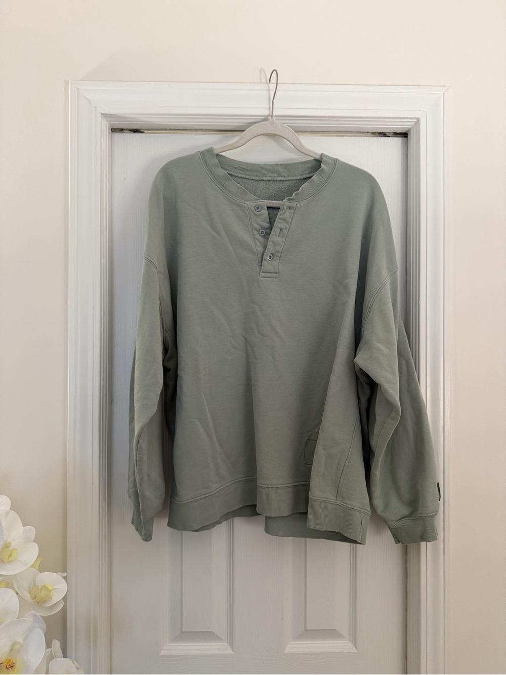 Daily Drills Henley Sweatshirt in Sage Green